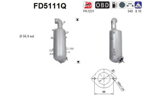 Diesel particulate filter, exhaust system FD5111Q AS
