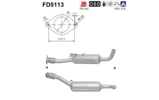 Diesel particulate filter, exhaust system FD5113 AS