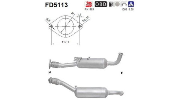 Diesel particulate filter, exhaust system FD5113 AS