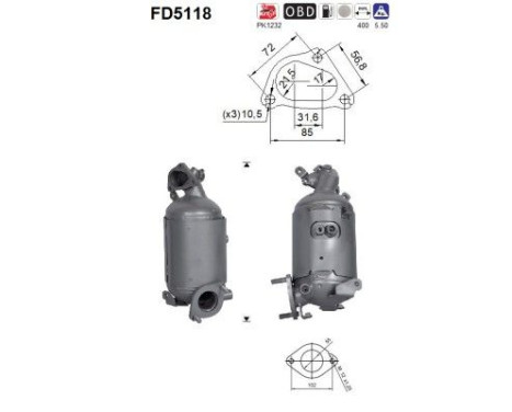 Diesel particulate filter, exhaust system FD5118 AS
