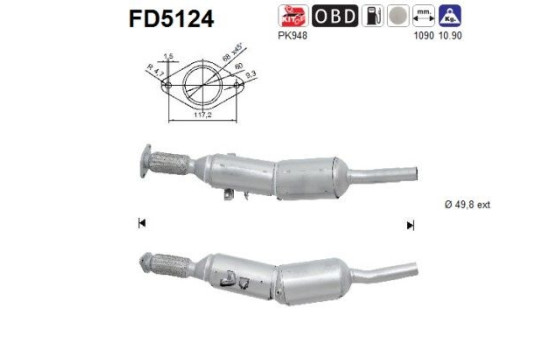 Diesel particulate filter, exhaust system FD5124 AS