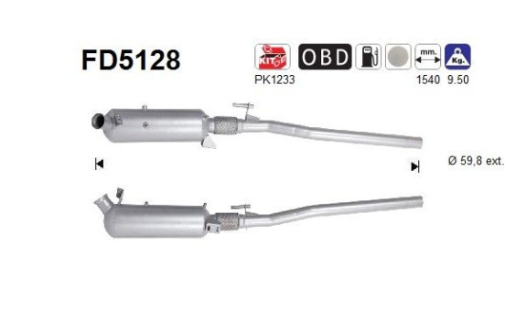 Diesel particulate filter, exhaust system FD5128 AS