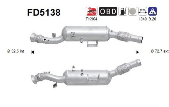 Diesel particulate filter, exhaust system FD5138 AS