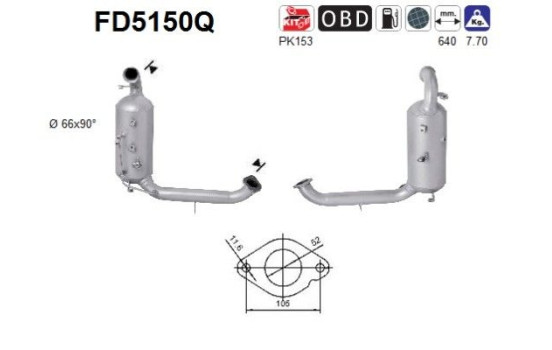Diesel particulate filter, exhaust system FD5150Q AS