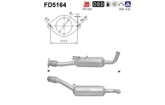 Diesel particulate filter, exhaust system FD5164 AS
