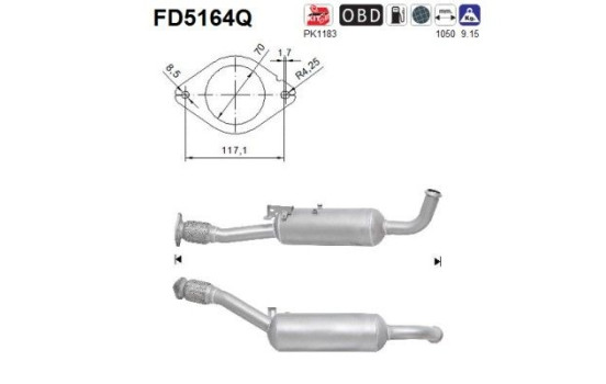 Diesel particulate filter, exhaust system FD5164Q AS