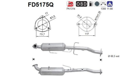 Diesel particulate filter, exhaust system FD5175Q AS