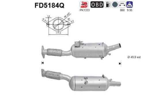 Diesel particulate filter, exhaust system FD5184Q AS