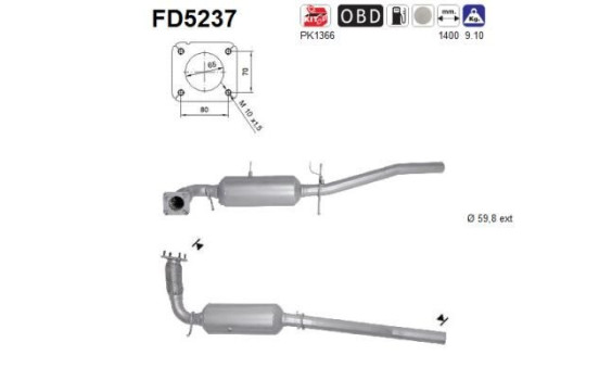 Diesel particulate filter, exhaust system FD5237 AS