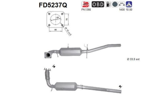 Diesel particulate filter, exhaust system FD5237Q AS