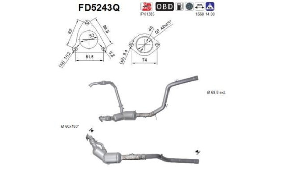 Diesel particulate filter, exhaust system FD5243Q AS