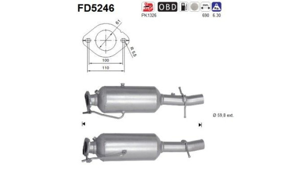 Diesel particulate filter, exhaust system FD5246 AS