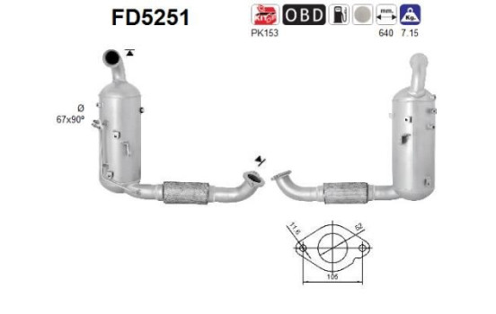 Diesel particulate filter, exhaust system FD5251 AS