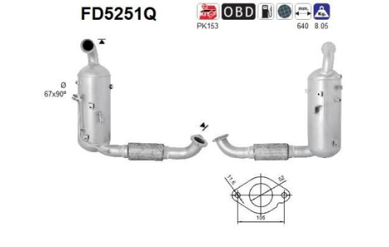 Diesel particulate filter, exhaust system FD5251Q AS