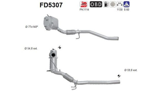 Diesel particulate filter, exhaust system FD5307 AS