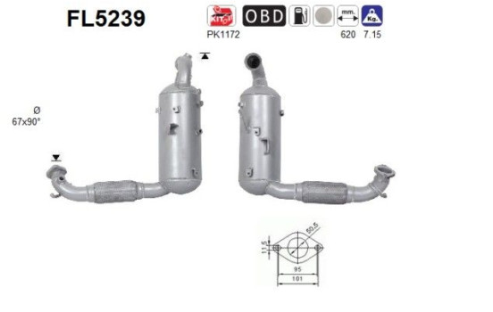 Diesel particulate filter, exhaust system FL5239 AS