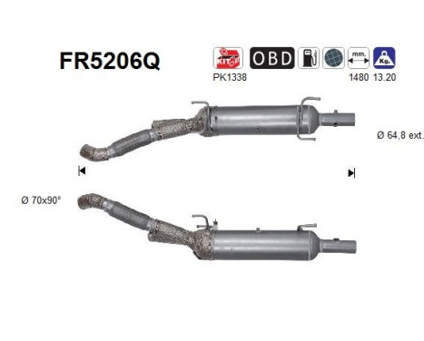 Diesel particulate filter, exhaust system FR5206Q AS
