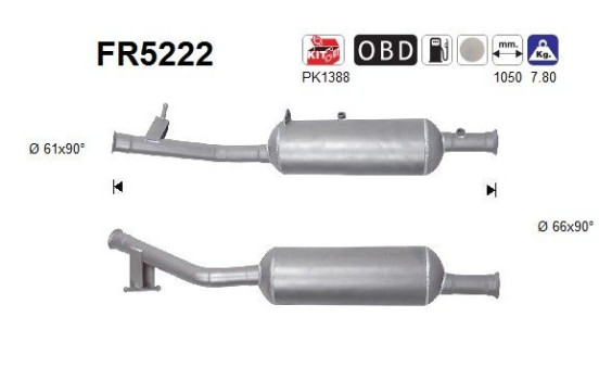 Diesel particulate filter, exhaust system FR5222 AS