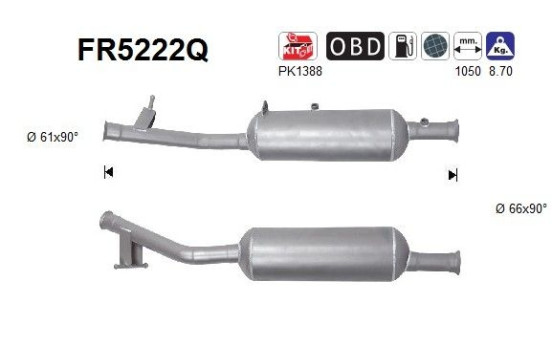 Diesel particulate filter, exhaust system FR5222Q AS