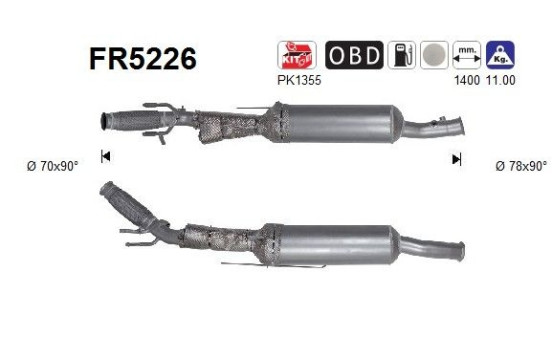 Diesel particulate filter, exhaust system FR5226 AS