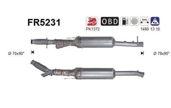 Diesel particulate filter, exhaust system FR5231 AS