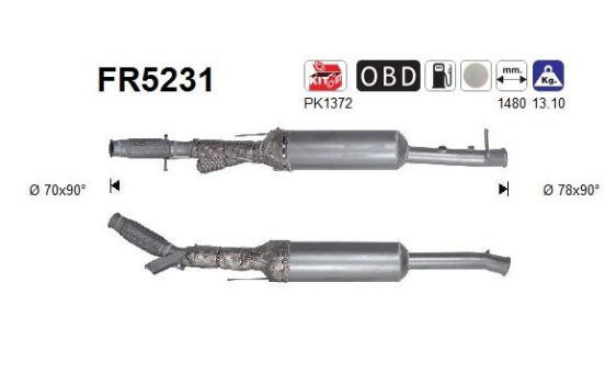 Diesel particulate filter, exhaust system FR5231 AS