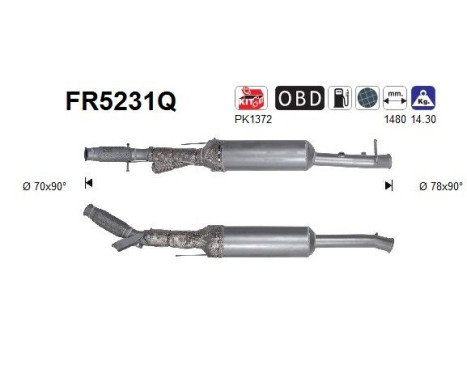 Diesel particulate filter, exhaust system FR5231Q AS
