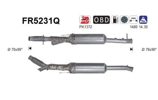 Diesel particulate filter, exhaust system FR5231Q AS