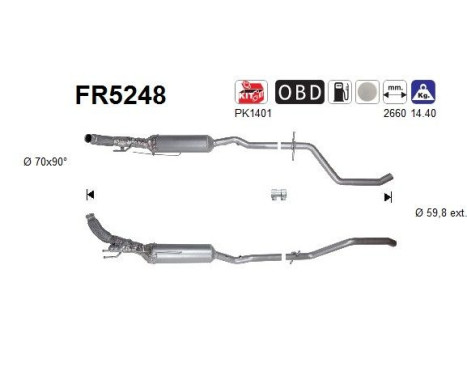 Diesel particulate filter, exhaust system FR5248 AS