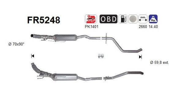 Diesel particulate filter, exhaust system FR5248 AS