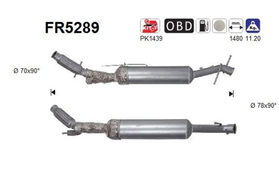 Diesel particulate filter, exhaust system FR5289 AS