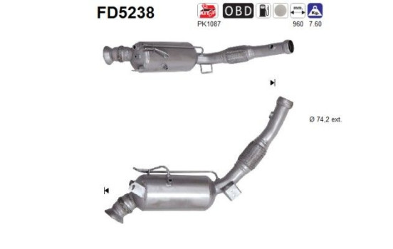 Particulate filter, exhaust system FD5238 AS