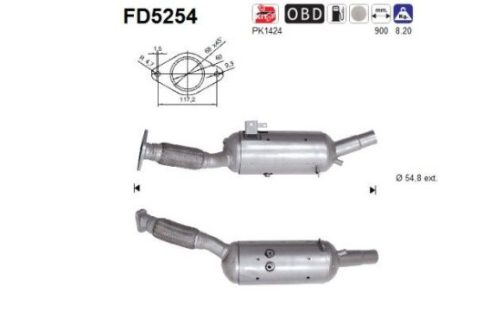 Particulate filter, exhaust system FD5254 AS