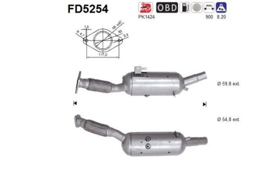 Particulate filter, exhaust system FD5254 AS