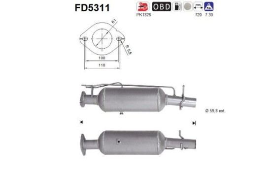 Particulate filter, exhaust system FD5311 AS
