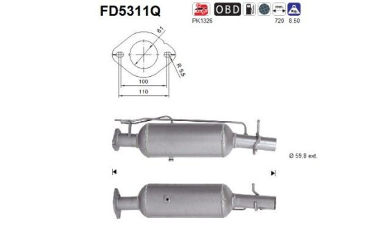 Particulate filter, exhaust system FD5311Q AS
