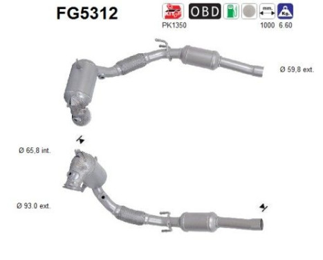 Particulate filter, exhaust system FG5312 AS