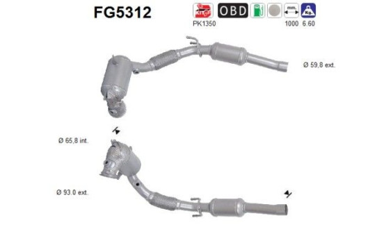 Particulate filter, exhaust system FG5312 AS