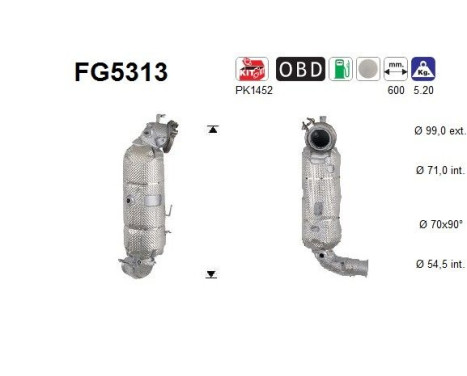 Particulate filter, exhaust system FG5313 AS