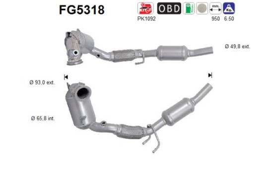 Particulate filter, exhaust system FG5318 AS