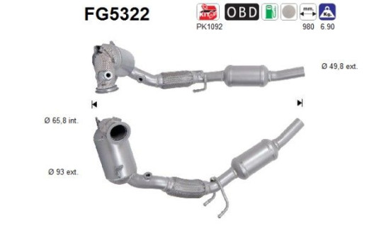 Particulate filter, exhaust system FG5322 AS