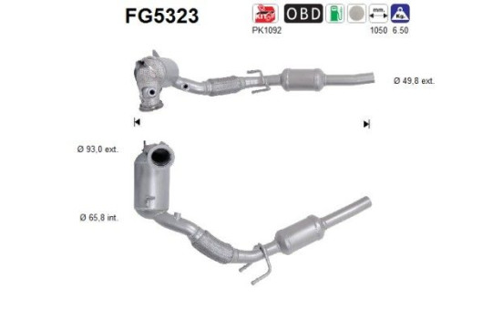 Particulate filter, exhaust system FG5323 AS