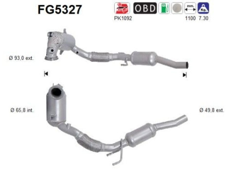 Particulate filter, exhaust system FG5327 AS