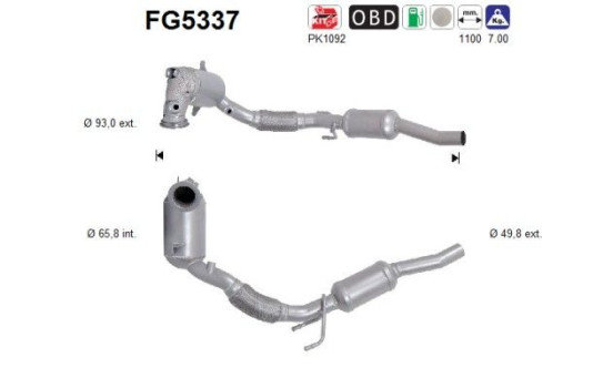 Particulate filter, exhaust system FG5337 AS