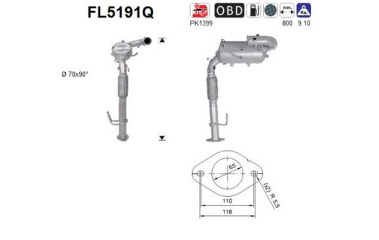 Particulate filter, exhaust system FL5191Q AS