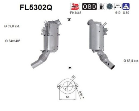 Particulate filter, exhaust system FL5302Q AS
