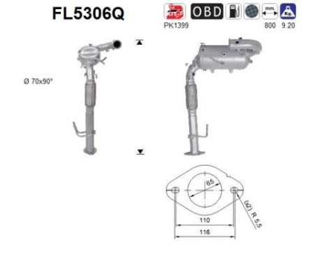 Particulate filter, exhaust system FL5306Q AS