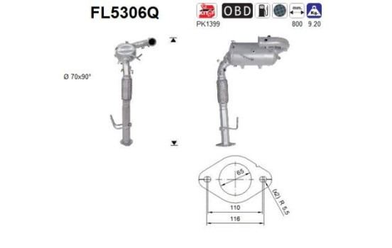 Particulate filter, exhaust system FL5306Q AS