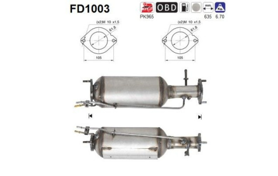 Soot/Particulate Filter, exhaust system FD1003 AS