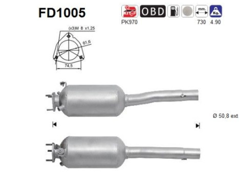Soot/Particulate Filter, exhaust system FD1005 AS